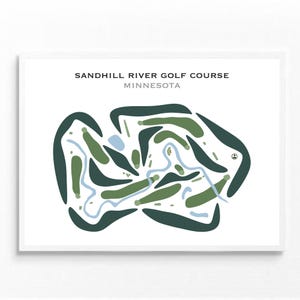 Campo de golf Sandhill River, MN / Mapa del campo de golf, Mapa de golf, Regalo para golfista, Diseño de tarjeta de puntuación, Regalo para novio golfista, Lámina artística sin marco