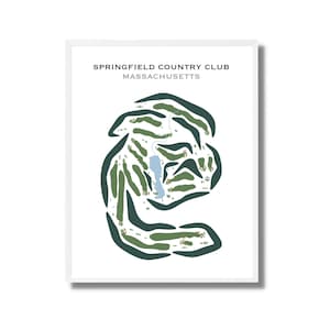 Country Club de Springfield, West Springfield, MA | Carte du terrain de golf, carte du golf, cadeau golfeur pour lui, cadeau petit ami golfeur, impression d'art sans cadre