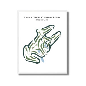 Impresiones de clubes de golf: mapa del campo de golf de Lake Forest Missouri / Hermoso póster del campo de golf / Impresiones del diseño del campo de golf en acuarela / Regalo para golfistas