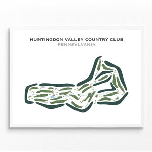 Huntingdon Valley Country Club, Pennsylvania | Kaart golfbaan, decor, golfer cadeau voor hem, scorecardlay-out, cadeau golfer vriendje, kunstdruk INGELIJST