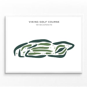 Parcours de golf Viking, Wisconsin | Carte du parcours de golf, carte du golf, cadeau golfeur pour lui, mise en page de la carte de score, cadeau petit ami golfeur, impression d'art sans cadre