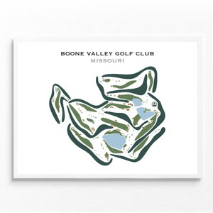 Boone Valley Golf Club, Missouri | Golfbaankaart, golfcadeaus voor papa, golferdecor, golfmuurkunst | Kunstafdruk in aquarelstijl, niet ingelijst