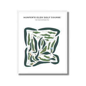Hunter's Glen-golfbaan, Wisconsin | Golfbaankaart, golfkaart, golfer cadeau voor hem, scorecardlay-out, cadeau golfer vriendje, kunstdruk INGELIJST