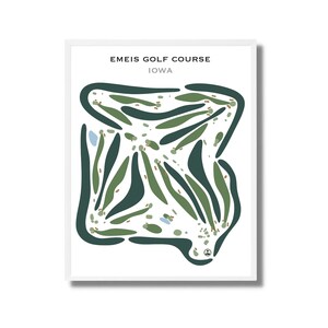 Emeis Golf Platz, Iowa | Golf Platz Karte, Golf Geschenke für Papa, Golfer Dekor, Golf Wandkunst | Aquarell Style Kunstdruck Kein gerahmt