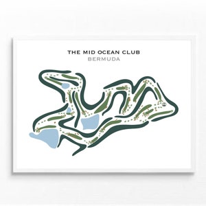 The Mid Ocean Club, Bermudas / Mapa del campo de golf, mapa de golf, regalo de golfista para él, diseño de tarjeta de puntuación, regalo de novio golfista, impresión artística SIN MARCO