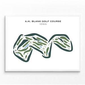 Campo de golf A.H. Blank, Iowa / Mapa del campo de golf, Mapa de golf, Regalo de golfista para él, Diseño de tarjeta de puntuación, Regalo para novio golfista, Impresión artística SIN MARCO