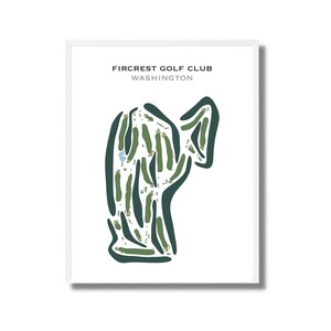 Fircrest Golf Club, WA | Golfbaankaart, golfkaart, golfer cadeau voor hem, scorecardlay-out, cadeau golfer vriendje, kunstdruk INGELIJST