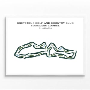 Greystone Golf & Country Club - Gründer Platz, Alabama, Golf Platz Karte, Individuelles Golf Geschenk, Ehemann Geschenk, Vatertag, Aquarell Golf Kunst
