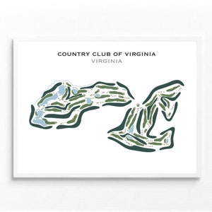 Country Club of Virginia, VA | Golf Course Map, Golf Map, Golfer Gift For Him, Scorecard Layout, Golfer Boyfriend Gift, Art Print Decor