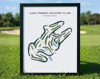 Golf Club Prints- Lake Forest Missouri Golf Course Map | Beautiful Golf Course Poster | Watercolor Golf Course layout prints | Golfers Gift