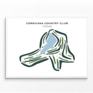 Corsicana Country Club, TX / Mapa del campo de golf, mapa de golf, regalo de golfista para él, diseño de tarjeta de puntuación, regalo de novio golfista, impresión artística SIN MARCO