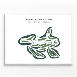 Keswick Golf Club, Vereinigtes Königreich | Golf Platz Karte, Dekor, Golfspieler Geschenk, Scorekarte Layout, Golfspieler Freund Geschenk, Kunstdruck UNGERAHMT