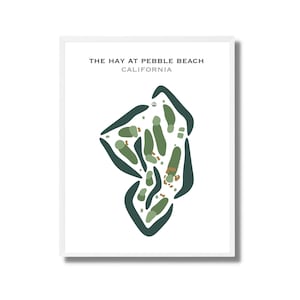 The Hay at Pebble Beach, CA / Mapa del campo de golf, Mapa de golf, Regalo para golfista, Diseño de tarjeta de puntuación, Regalo para novio golfista, Lámina artística sin marco