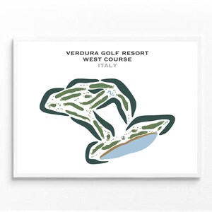 Verdura Golf Resort - Parcours Ouest, Italie | Carte du terrain de golf, carte du golf, cadeau golfeur pour lui, cadeau petit ami golfeur, impression d'art sans cadre