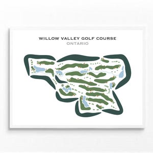 Willow Valley-golfbaan, Canada | Golfbaankaart, golfkaart, golfer cadeau voor hem, scorecardlay-out, cadeau golfer BF, kunstdruk INGELIJST