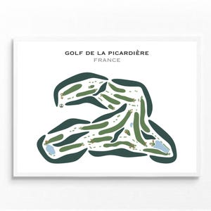 Golf de la Picardie, France | Carte du parcours de golf, carte du golf, cadeau golfeur pour lui, mise en page de la carte de score, cadeau petit ami golfeur, impression d'art sans cadre