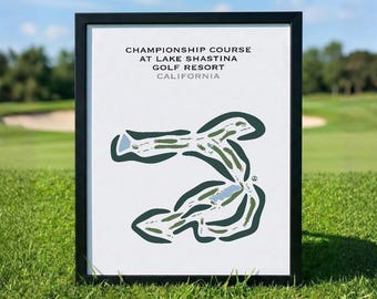 Championship Course at Lake Shastina Golf Resort, CA | Golf Course Map, Golf Map, Golfer Gift For Him, Scorecard,Golfer Gift,Art Print Decor