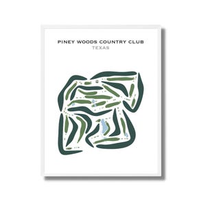 Piney Woods Country Club, TX / Mapa del campo de golf, Mapa de golf, Regalo para golfista, Diseño de tarjeta de puntuación, Regalo para novio golfista, Lámina artística sin marco