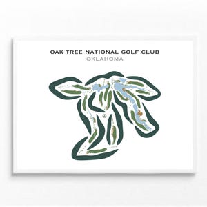 Club de golf national d'Oak Tree, OK | Carte du parcours de golf, carte du golf, cadeau golfeur pour lui, mise en page de la carte de score, cadeau petit ami golfeur, impression d'art sans cadre