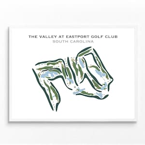 The Valley bij Eastport Golf Club, SC | Golfbaankaart, golfkaart, cadeau golfer, scorecardlay-out, cadeau golfer vriendje, kunstdruk INGELIJST