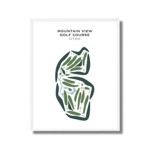 Mountain View-golfbaan, UT | Golfbaankaart, golfkaart, golfer cadeau voor hem, scorecardlay-out, cadeau golfer vriendje, kunstdruk INGELIJSTE