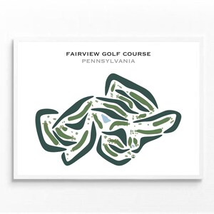 Parcours de golf de Fairview, Pennsylvanie | Carte du parcours de golf, carte du golf, cadeau golfeur pour lui, mise en page de la carte de score, cadeau petit ami golfeur, impression d'art sans cadre