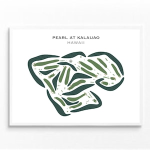 perle à Kalauao, Hawaï | Carte du parcours de golf, carte du golf, cadeau golfeur pour lui, mise en page de la carte de score, cadeau petit ami golfeur, impression d'art sans cadre