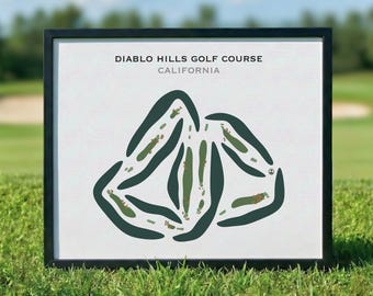 Diablo Hills Golf Course, CA | Golf Course Map, Golf Map, Golfer Gift For Him, Scorecard Layout, Golfer Boyfriend Gift, Art Print Decor