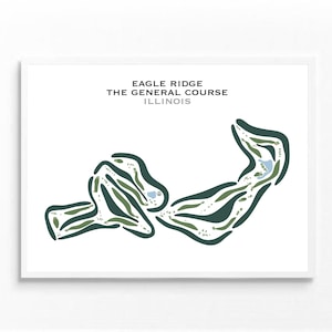 Eagle Ridge the General Course, IL / Mapa del campo de golf, mapa de golf, regalo para golfistas, diseño de tarjeta de puntuación, regalo para novios golfistas, impresión artística SIN MARCO