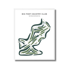 Big Foot Country Club, Wisconsin | Golfbaankaart, golfkaart, golfer cadeau voor hem, scorecardlay-out, cadeau golfer vriendje, kunstdruk INGELIJST