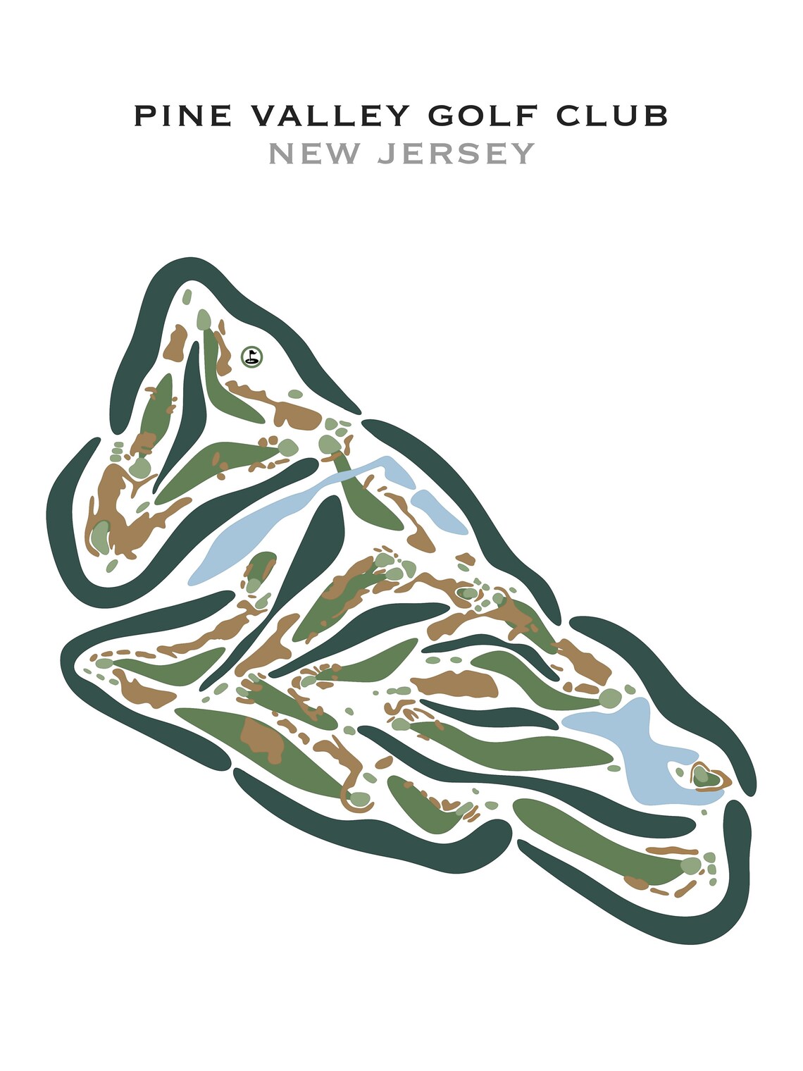 Pine Valley Golf Club, NJ Golf Course Map, Home Decor, Golfer Gift for