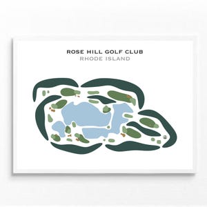 Club de Golf Rose Hill, RI / Mapa del Campo de Golf, Mapa de Golf, Regalo para Golfista, Diseño de Tarjeta de Puntuación, Regalo para Novio Golfista, Lámina Artística SIN MARCO