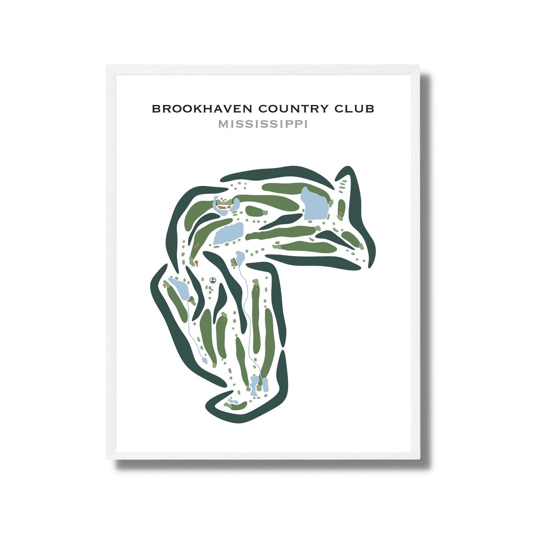 Brookhaven Country Club, MS Golf Course Map Wall Art, Golf Gifts for