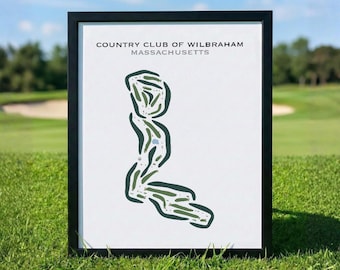 Country Club of Wilbraham, MA | Golf Course Map, Golf Map, Golfer Gift For Him, Scorecard Layout, Golfer Boyfriend Gift, Art Print Decor