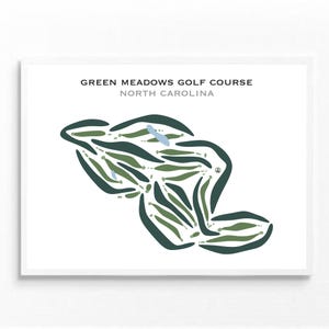 Campo de golf Green Meadows, Carolina del Norte / Mapa del campo de golf, Regalos de golf para papá, Decoración artística de golf, Arte mural de golf / Impresión artística estilo acuarela (sin marco)