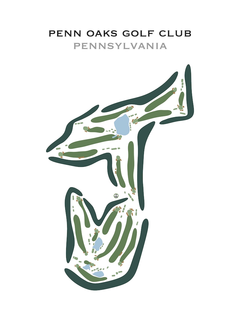 Penn Oaks Golf Club PA Golf Course Map Home Decor Golfer Etsy