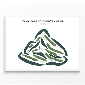 Tama Toledo Country Club, Iowa | Golfbaankaart, golfkaart, golfer cadeau voor hem, scorecardlay-out, cadeau golfer vriendje, kunstdruk INGELIJST