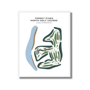 Torrey Pines, Campo Norte, California, Mapa del Campo de Golf, Obra de Arte con Tema de Golf, Decoración de Golf para la Oficina, Regalos de Golf para Hombres, Campo de Golf Personalizado