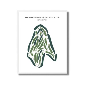 Manhattan Country Club, Kansas | Golfbaankaart, golfkaart, golfer cadeau voor hem, scorecardlay-out, cadeau golfer vriendje, kunstprint INGELIJSTE