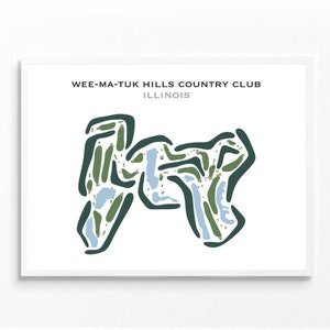 Wee-Ma-Tuk Hills Country Club, IL / Mapa del campo de golf, mapa de golf, regalo de golfista para él, tarjeta de puntuación, regalo de novio golfista, impresión artística SIN MARCO