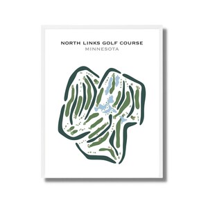 Parcours de golf North Links, Minnesota | Carte du parcours de golf, carte du golf, cadeau golfeur pour lui, mise en page de la carte de score, cadeau petit ami golfeur, impression d'art sans cadre
