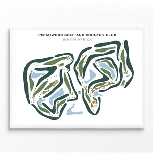 Pecanwood Golf and Country Club, Sudáfrica / Mapa del campo de golf, regalos de golf para papá, arte mural de golf / Impresión artística estilo acuarela sin marco