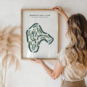 Berkeley Hall Club, SC | Golf Course Map, Golf Map, Golfer Gift For Him, Scorecard Layout, Golfer Boyfriend Gift,Art Print Decor