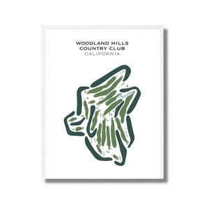 Woodland Hills Country Club, CA | Mapa do campo de golfe, decoração, presente de jogador de golfe para ele, layout de cartão de pontuação, presente de namorado jogador de golfe, impressão de arte SEM MOLDURA