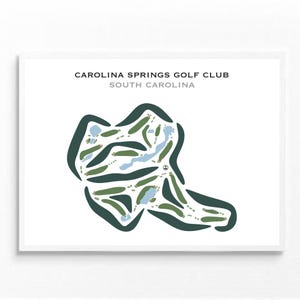 Club de golf de Carolina Springs, Caroline du Sud | Carte du parcours de golf, carte du golf, cadeau golfeur pour lui, mise en page de la carte de score, cadeau petit ami golfeur, impression d'art sans cadre
