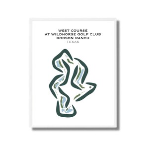 West Course bij Wildhorse Golf Club in Robson Ranch, TX | Kaart van de golfbaan, golfcadeaus voor golfer, perfect cadeau voor papa Kunstdruk ingelijst