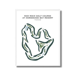 Parcours de golf de Ram Rock, complexe hôtelier Horseshoe Bay, Texas | Carte du terrain de golf, carte du golf, cadeau golfeur pour lui, cadeau petit ami golfeur, impression d'art sans cadre