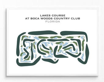 Lakes Course at Boca Woods Country Club, FL | Golf Course Map, Golf Map, Golfer Gift For Him, Scorecard, Golfer BF Gift, Art Print Decor