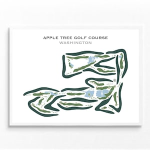 Apple Tree GolfCourt, Washington, Golf Karte, Geburtstagsgeschenk für Ihn, Geburtstagsgeschenk für Ihn, Golf Liebhaber | Minimalistischer Kunstdruck UNGERAHMT