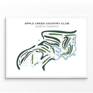 Apple Creek Country Club, ND | Golfbaankaart, golfkaart, golfer cadeau voor hem, scorecardlay-out, cadeau golfer vriendje, kunstdruk INGELIJST